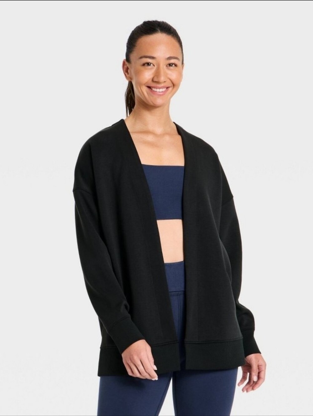 All In Motion Women's Airy Sleek Long Sleeve Cardigan Sweater  XL Black